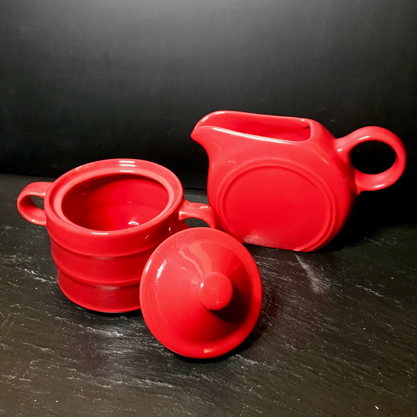 Red Creamer & Sugar Bowl