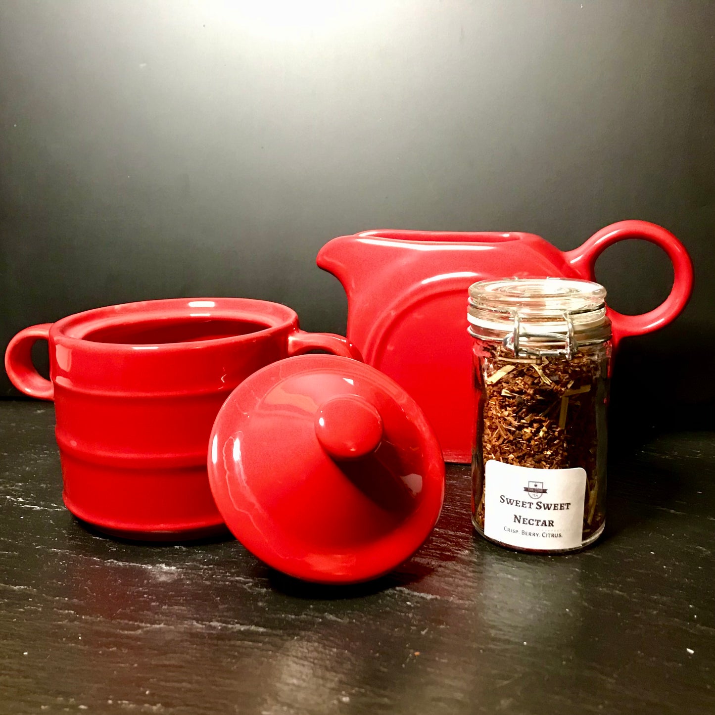 Red Creamer & Sugar Bowl