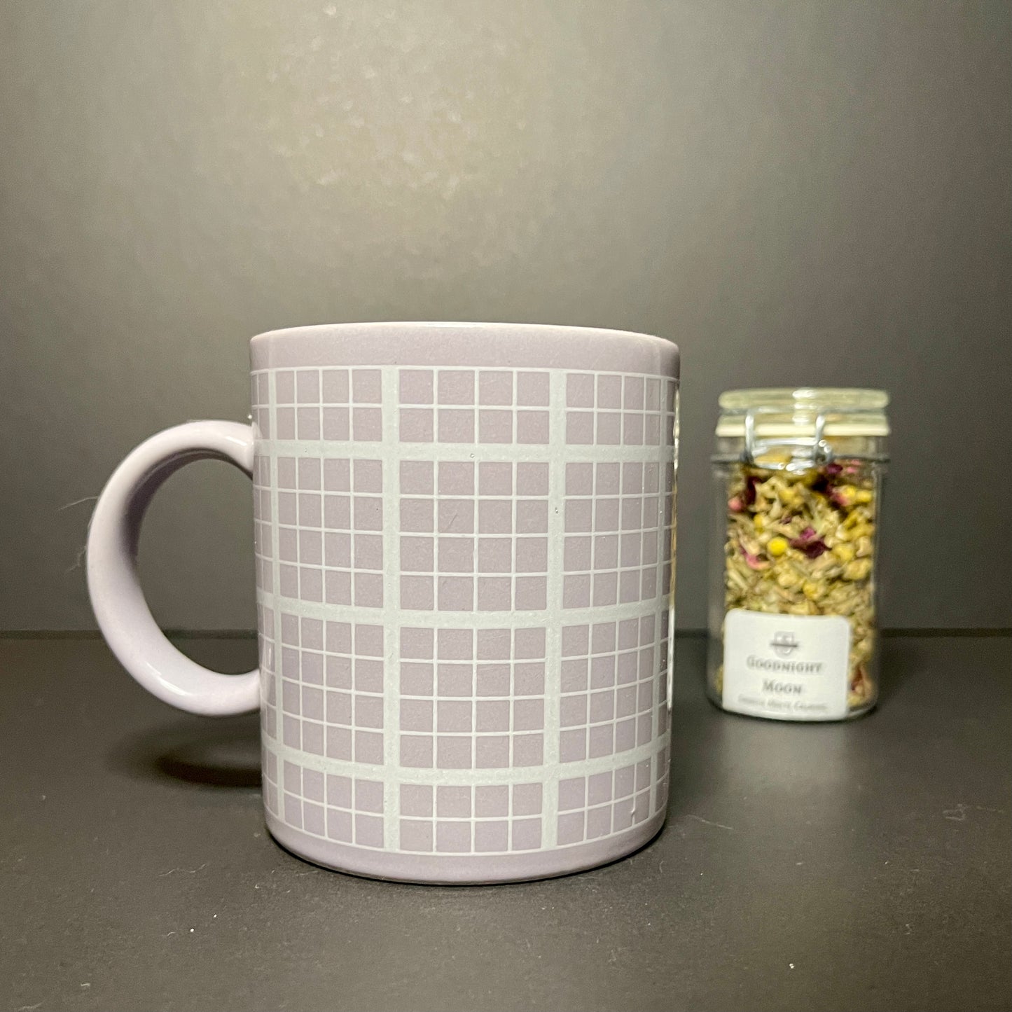 Lilac & White Grid Pattern Teacup