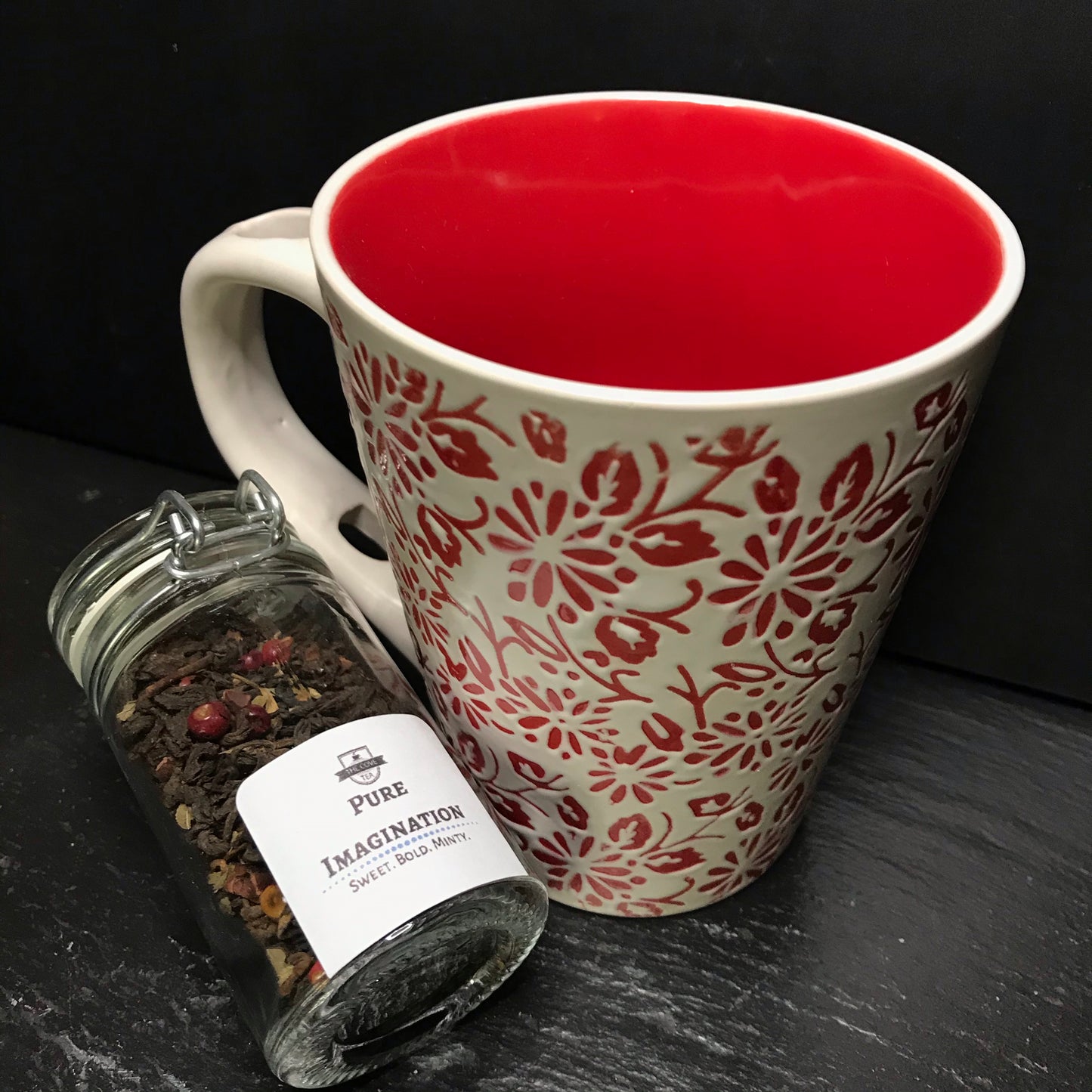 Red & White Floral Teacup
