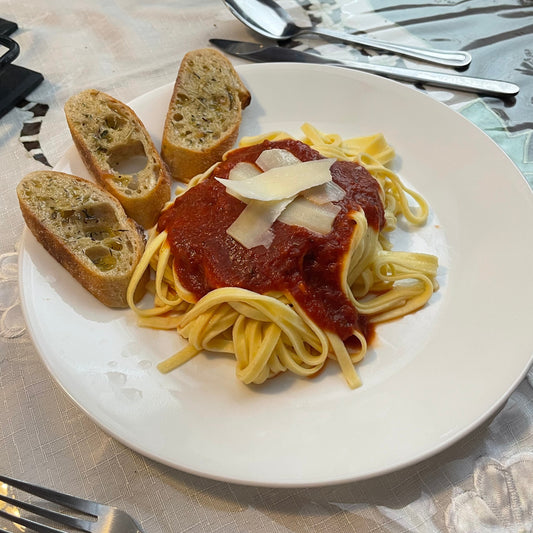 Linguine Marinara with Garlic Crostini | The Cove Tea Co