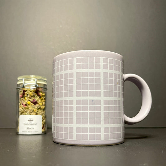 Lilac & White Grid Pattern Teacup