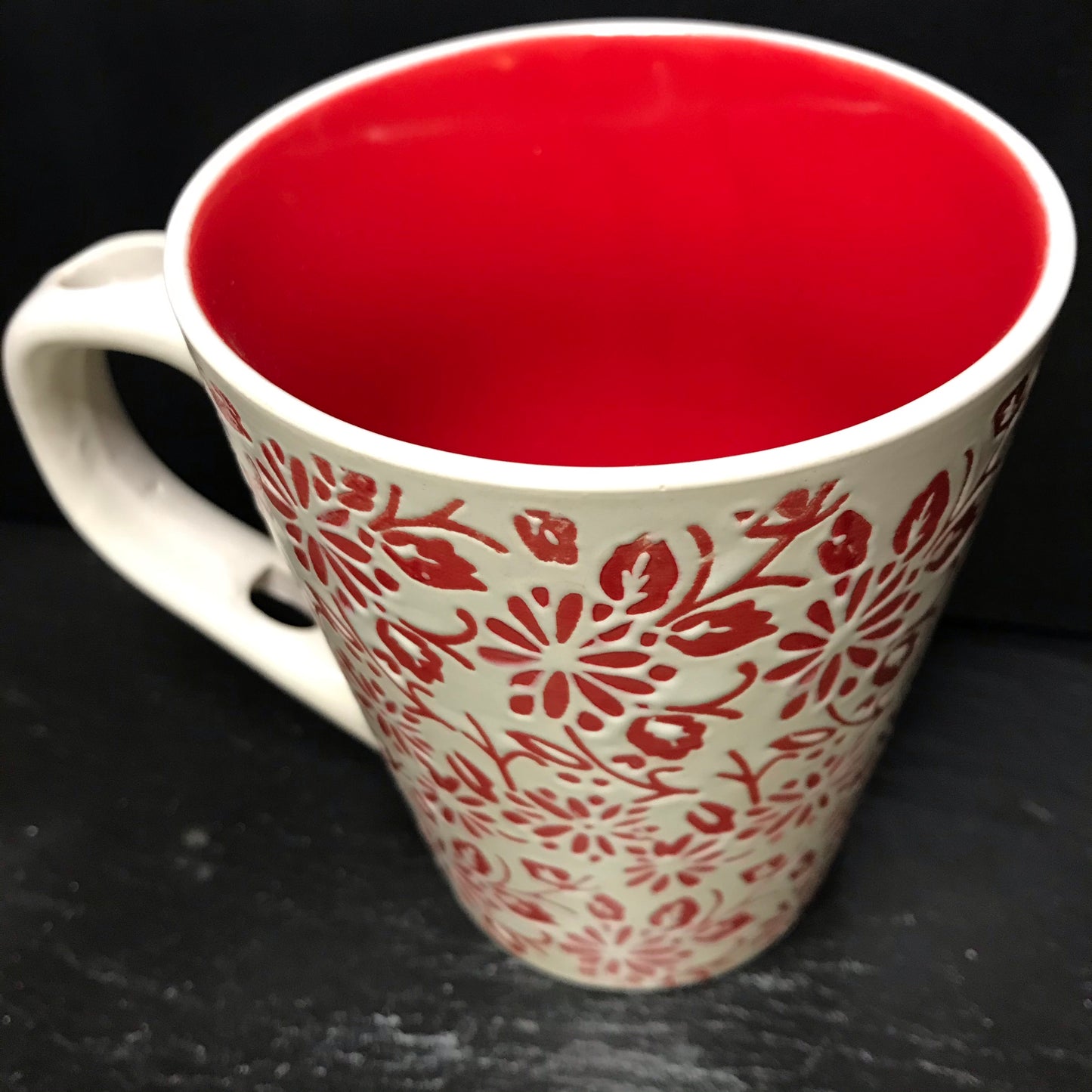 Red & White Floral Teacup