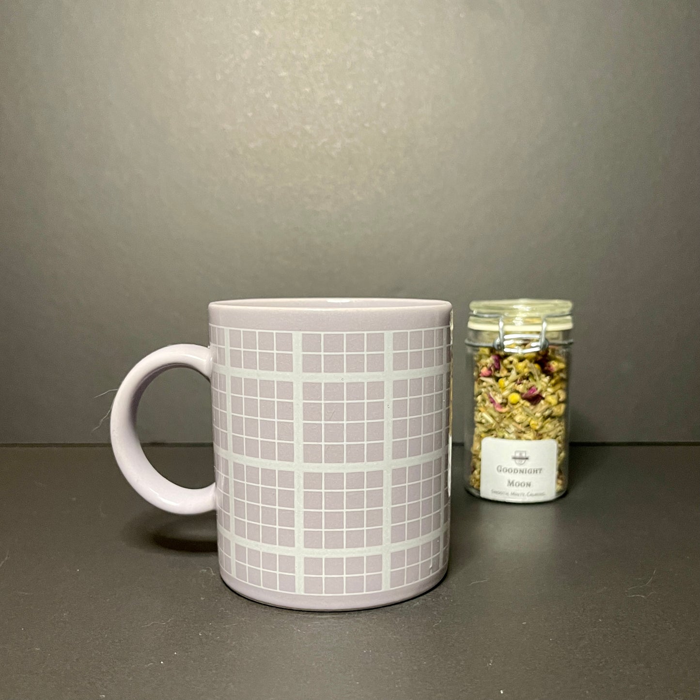 Lilac & White Grid Pattern Teacup