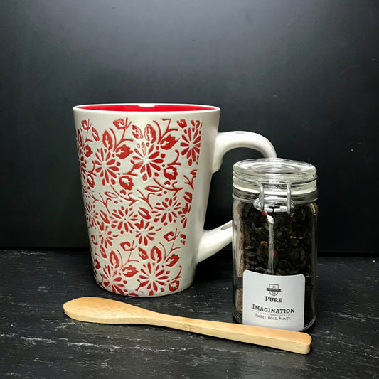 Red & White Floral Teacup